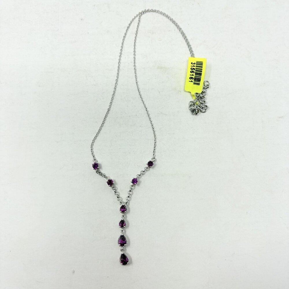Shop LC Orissa Rhodolite Garnet Sterling Silver Princess‎ Drop Necklace 5483